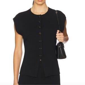 EAVES Black Sleeveless Button-Front Vest Blazer